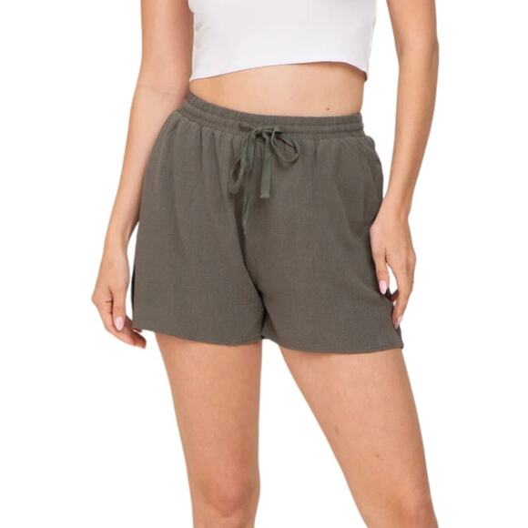 Universal Thread Shorts with Pockets and Drawstring, Olive Green Size S - Picture 1 of 10